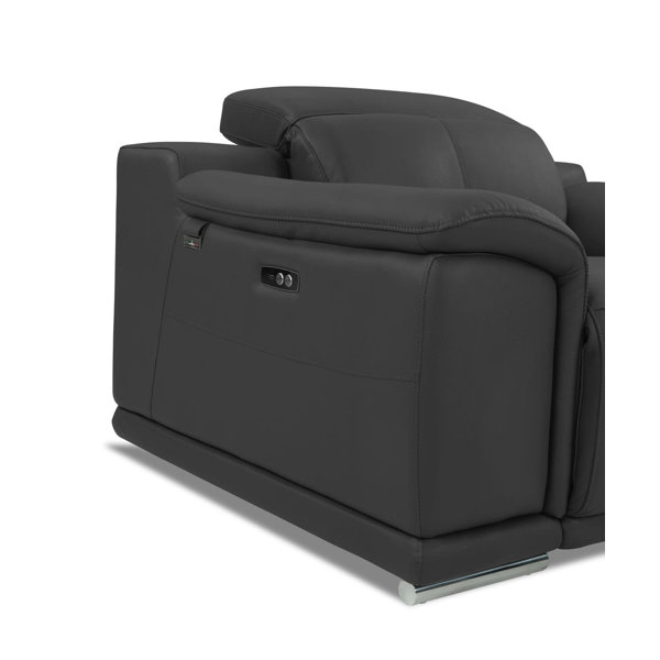 Orren Ellis Kingswood 86" Genuine Leather Pillow Top Arm Reclining Sofa